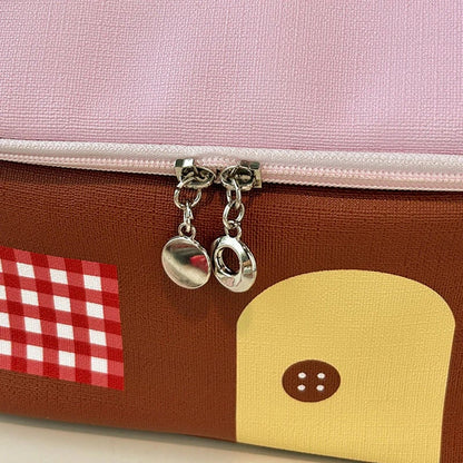 🔥Large Capacity Color-Block Cartoon House-Shaped Handheld Cosmetic Bag
