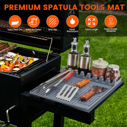 Silicone Grill Side Shelf Mat – Heat Resistant BBQ Tool Organizer