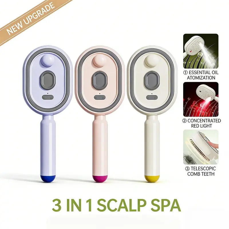🔥Electric Spray Air Cushion Massage Hair Comb – Anti-Tangle & Essential Oil Mist Brush