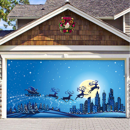 Christmas Garage Door Decor Banner - Festive Holiday Background