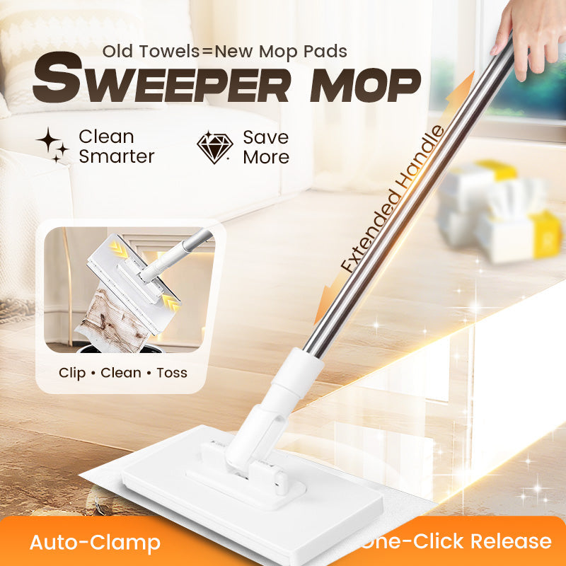 🔥50% OFF!! 🌟Flat Mop with Stainless Steel Handle, Come with Reusable Washable Mop Cloths