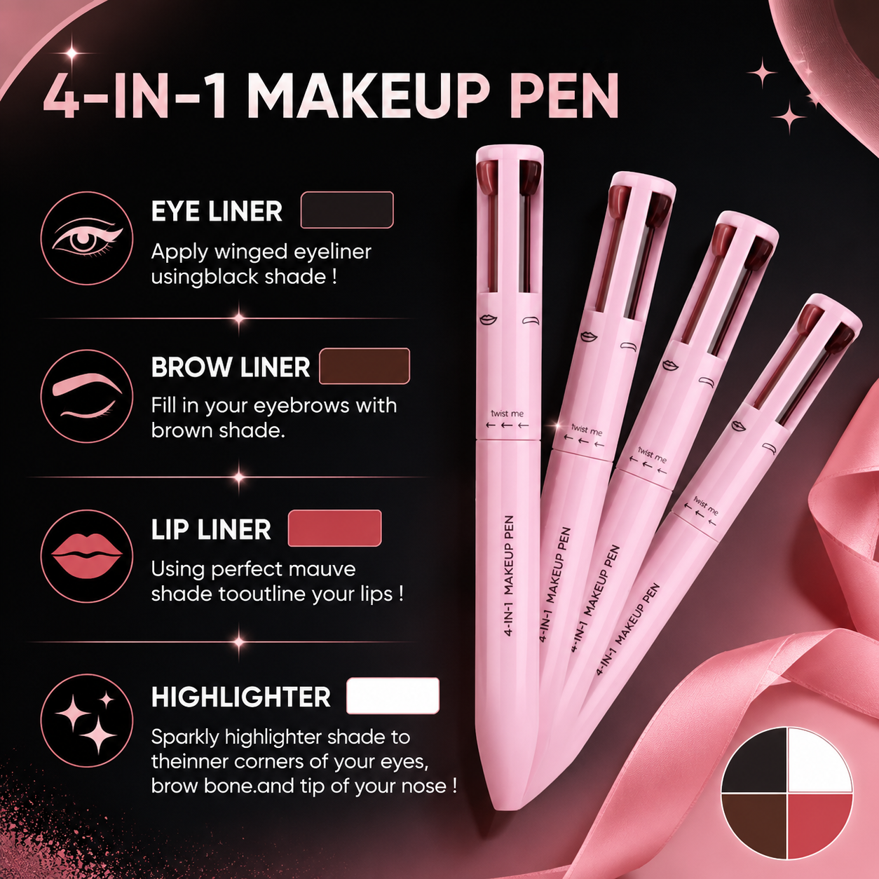 🖊️One Pen = Your Full Makeup Bag | 4 Steps In One Click💄 |   BUY 1 GET 1 FREE