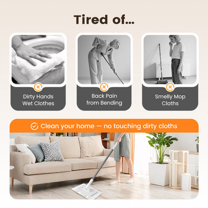 🔥50% OFF!! 🌟Flat Mop with Stainless Steel Handle, Come with Reusable Washable Mop Cloths