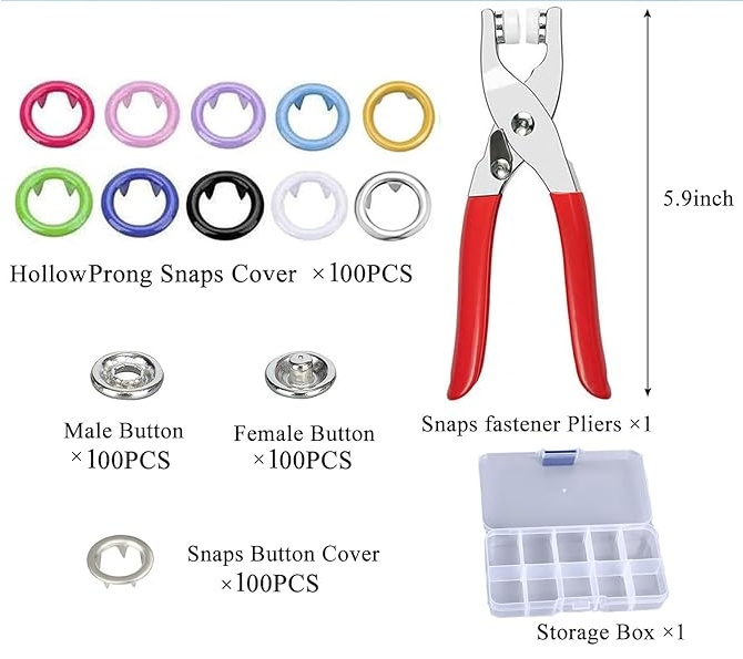 Sewing Kit with 100PCS Metal Buttons – Sewing-Free Claw Buckle Tool