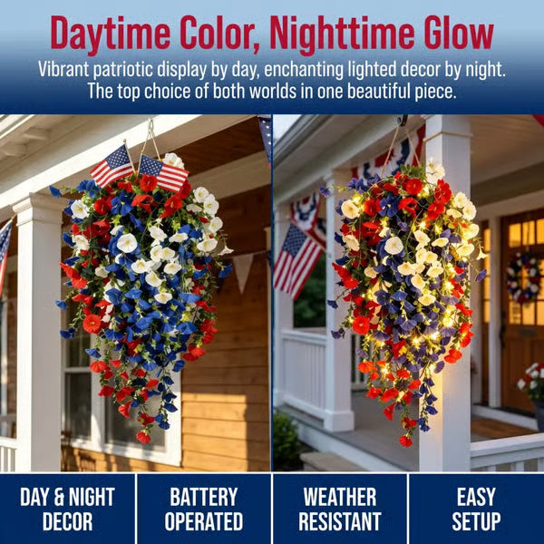 ✨✨🇺🇸 Celebrate the 250th anniversary of the United States with patriotic-style hanging bouquets