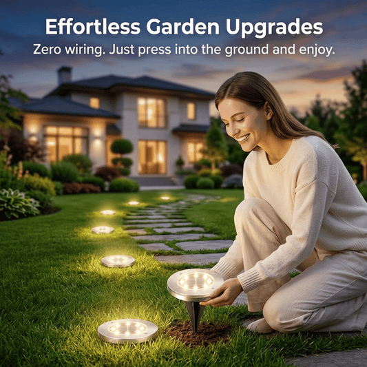 Solar Powered 8-LED Ground Lights | Outdoor Pathway Lighting