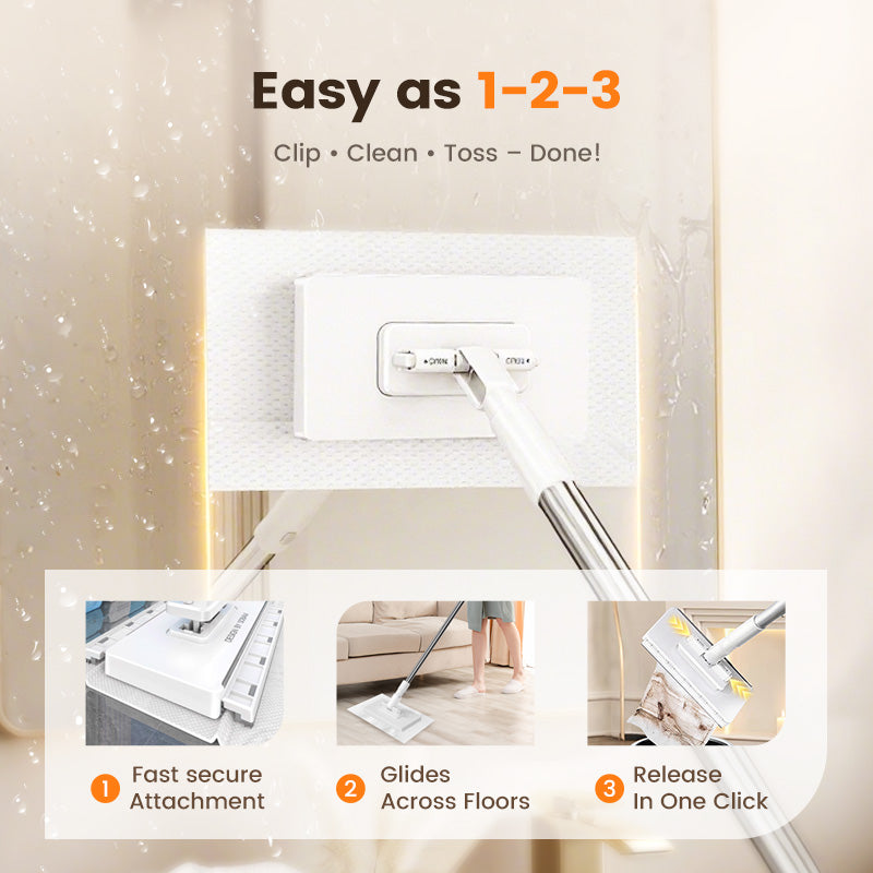 🔥50% OFF!! 🌟Flat Mop with Stainless Steel Handle, Come with Reusable Washable Mop Cloths