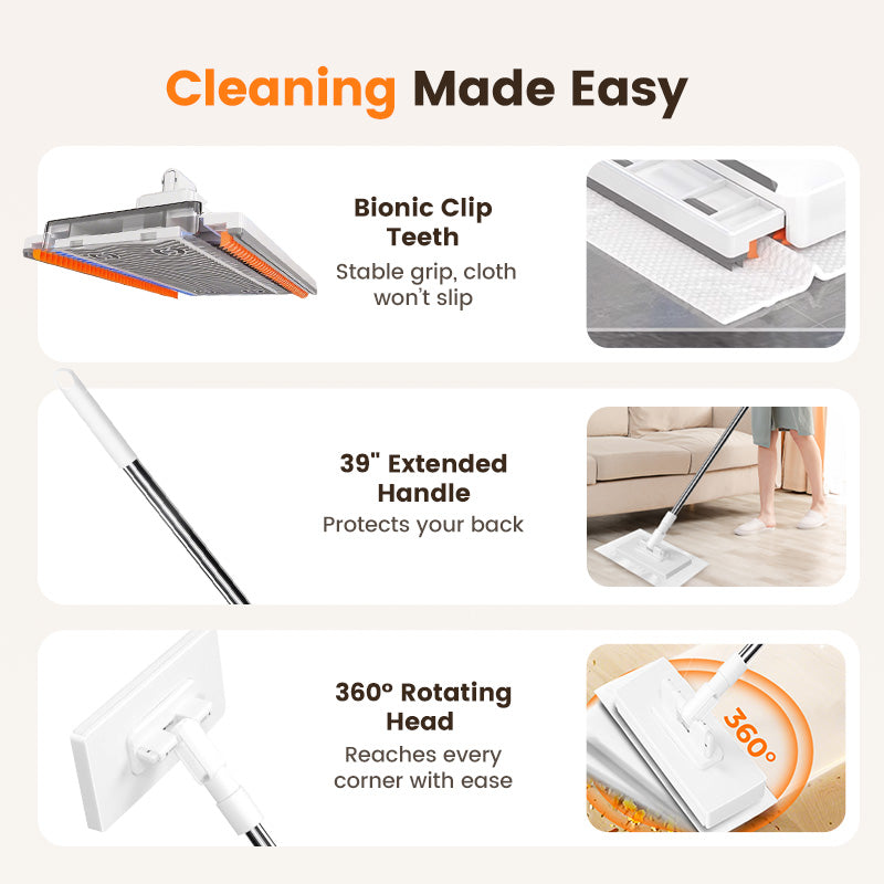 🔥50% OFF!! 🌟Flat Mop with Stainless Steel Handle, Come with Reusable Washable Mop Cloths