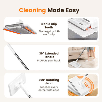 🔥50% OFF!! 🌟Flat Mop with Stainless Steel Handle, Come with Reusable Washable Mop Cloths