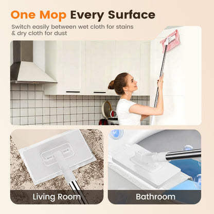 🔥50% OFF!! 🌟Flat Mop with Stainless Steel Handle, Come with Reusable Washable Mop Cloths