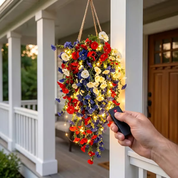 ✨✨🇺🇸 Celebrate the 250th anniversary of the United States with patriotic-style hanging bouquets