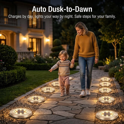 ☀️ Solar Powered 8-LED Ground Lights | Outdoor Pathway Lighting