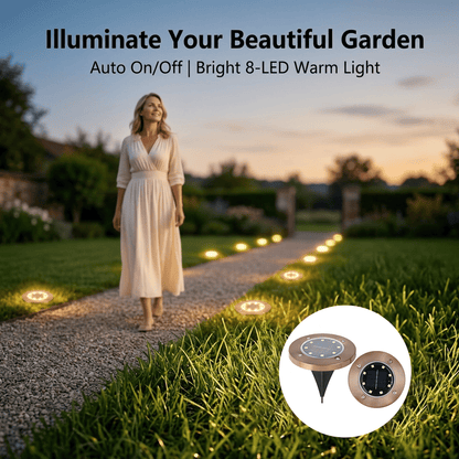 ☀️ Solar Powered 8-LED Ground Lights | Outdoor Pathway Lighting