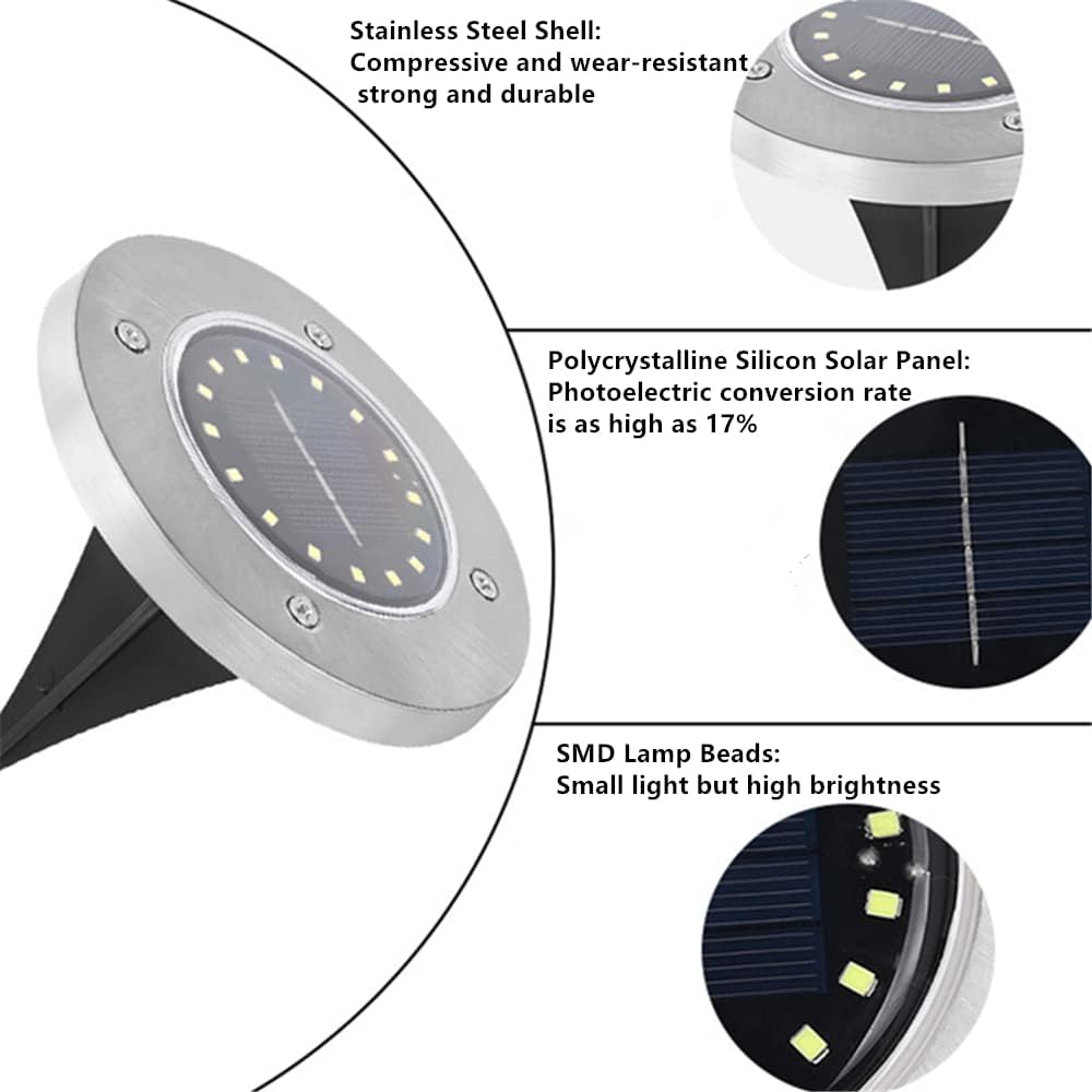 ☀️ Solar Powered 8-LED Ground Lights | Outdoor Pathway Lighting