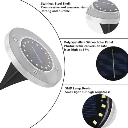 ☀️ Solar Powered 8-LED Ground Lights | Outdoor Pathway Lighting