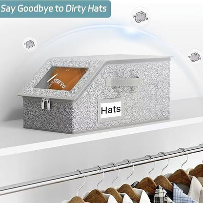 🔥Hot Sale 49% OFF -🎉Stackable Hat Storage Boxes for Baseball Caps