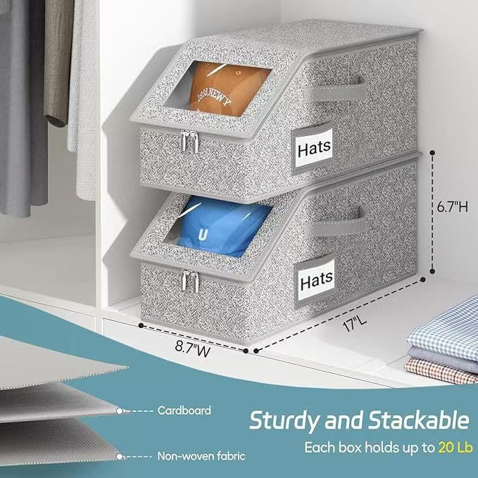 🔥Hot Sale 49% OFF -🎉Stackable Hat Storage Boxes for Baseball Caps