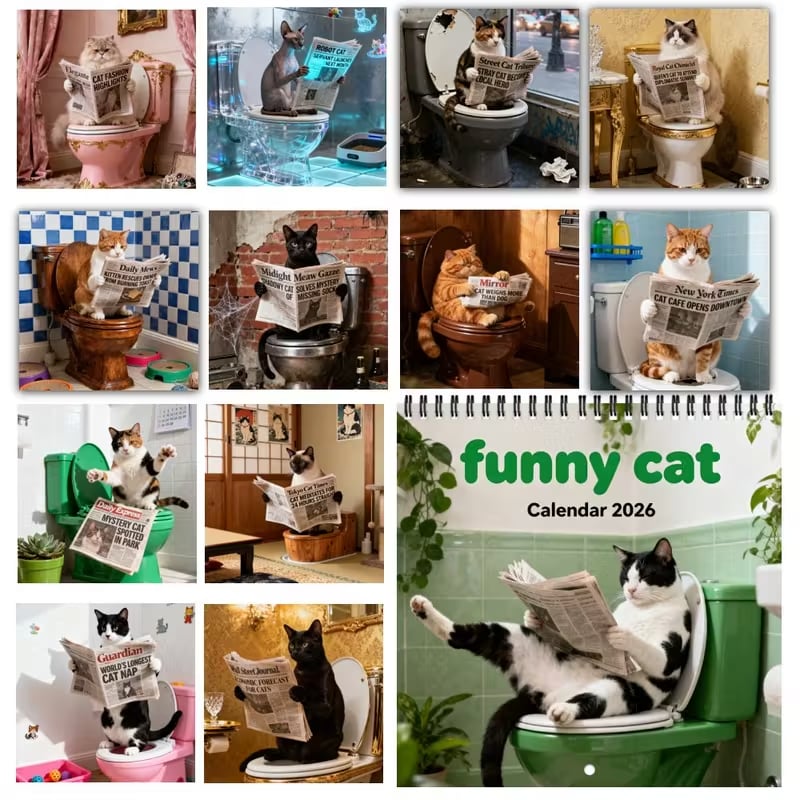 2026 Weird cats in renaissance Calendar ＆ Funny Cat Calendar
