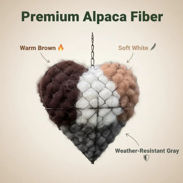 🕊️ Handmade Alpaca Fiber Bird Nesting Heart