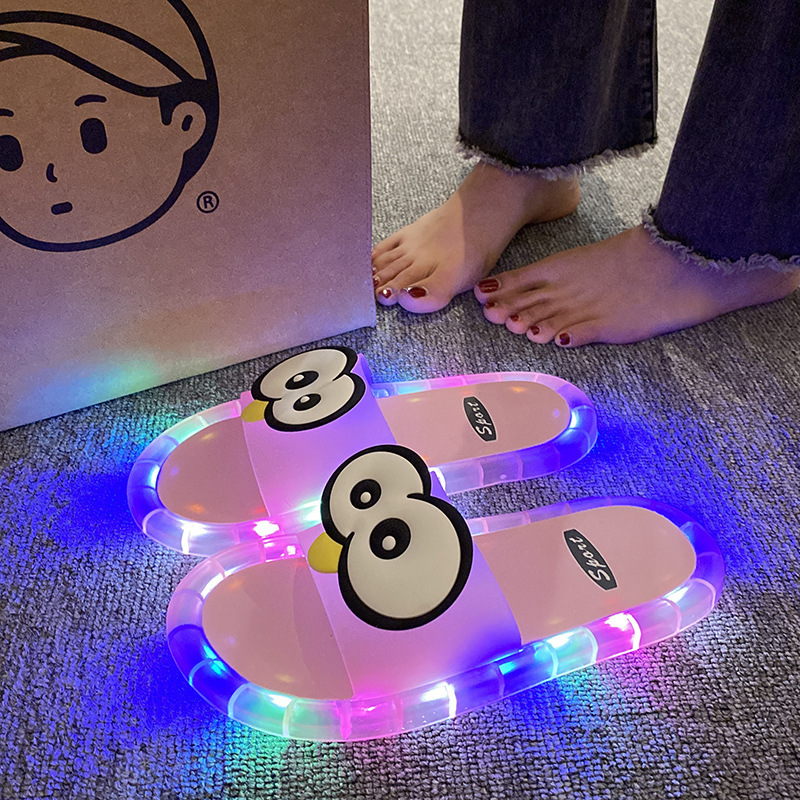 LED Cartoon Slippers – Vibrant Light-Up Sole & Cute Penguin Design – Flexible PVC & Easy Slip-On 🏠