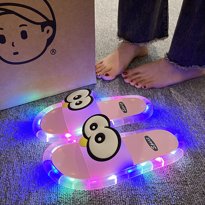 LED Cartoon Slippers – Vibrant Light-Up Sole & Cute Penguin Design – Flexible PVC & Easy Slip-On 🏠