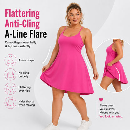 😍💃Free-Flow 3-in-1 Tummy Control Athletic Dress