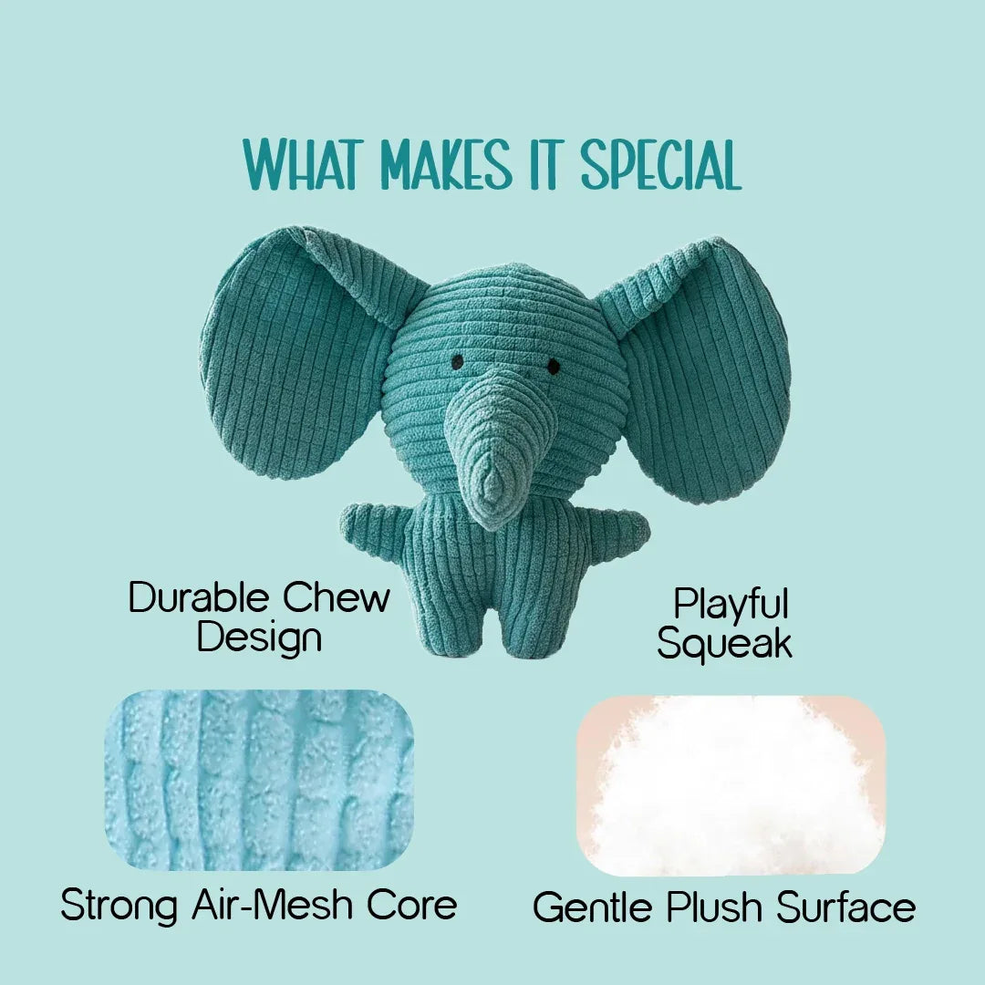 GroveElephant Plush Toy – Double Squeaks, Endless Fun & Stress-Free Play!