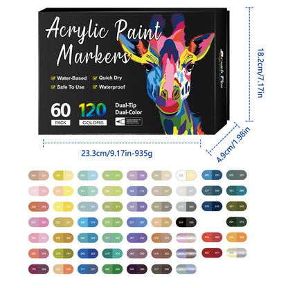 🎨Dual Tip Acrylic Paint Pen Marker - 24/48/72/120 Colors