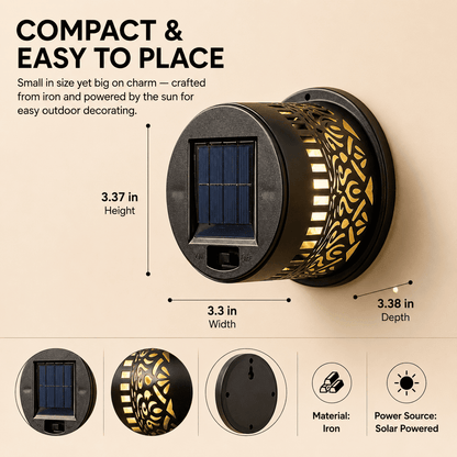 Solar Mandala Wall Light Outdoor Garden Fence Projector Lamp Patio Ambient Decor
