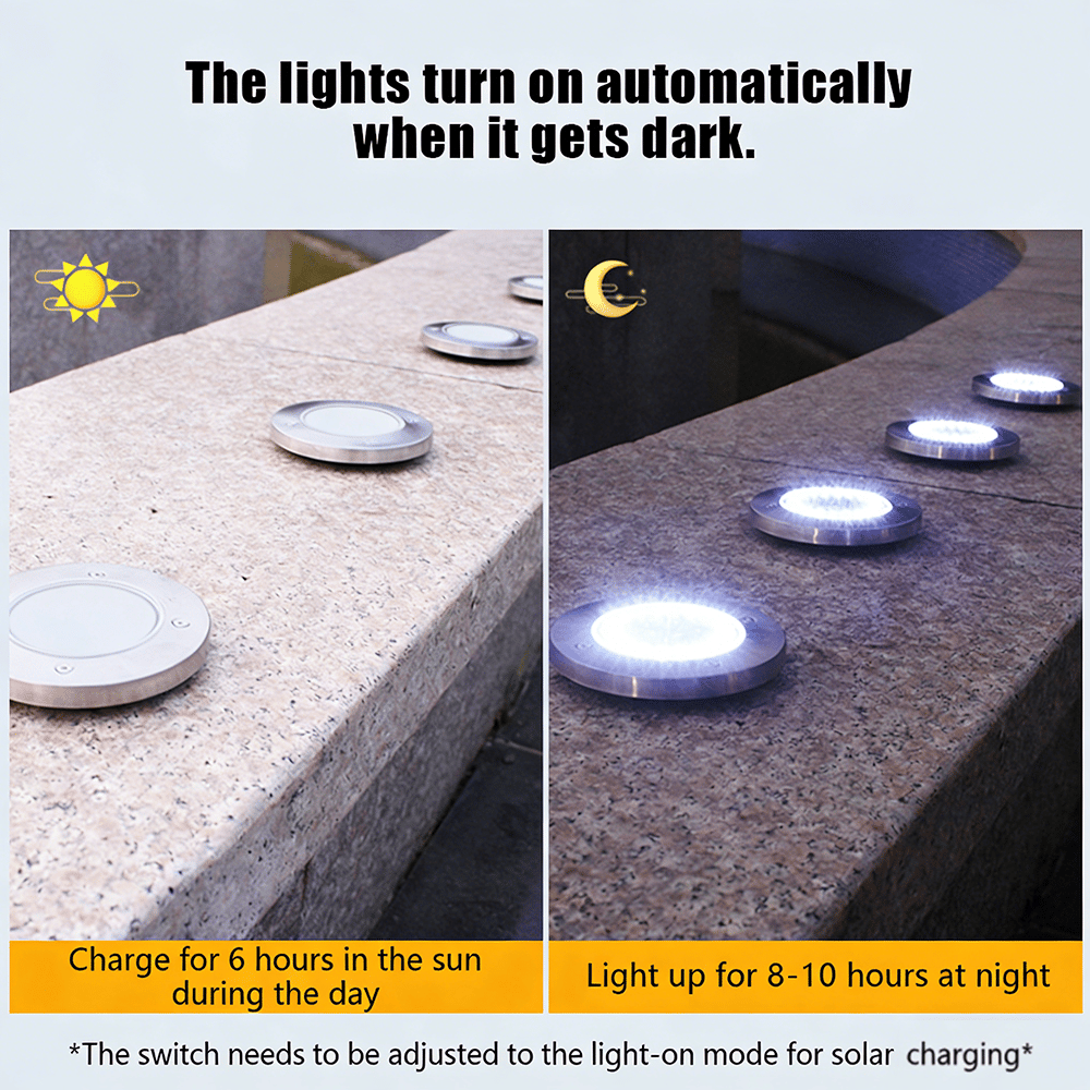 ☀️ Solar Powered 8-LED Ground Lights | Outdoor Pathway Lighting
