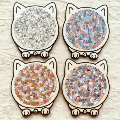 🎁Christmas Sale 49% OFF🎅135-Piece Morandi-Colored Cat Shaped Wooden Jigsaw Puzzle