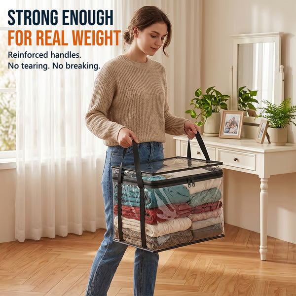 🎁Hot Sale 49% OFF📦Large Heavy-Duty Soft Thick Plastic Clear Storage Bag for Clothes, Moving & Storage