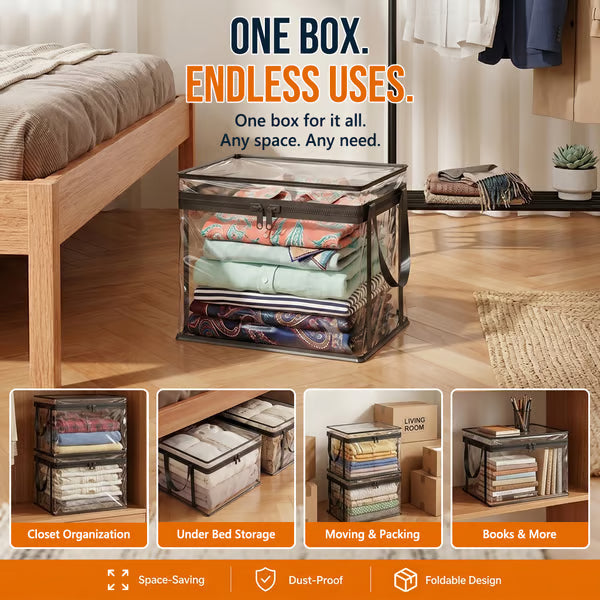 🎁Hot Sale 49% OFF📦Large Heavy-Duty Soft Thick Plastic Clear Storage Bag for Clothes, Moving & Storage