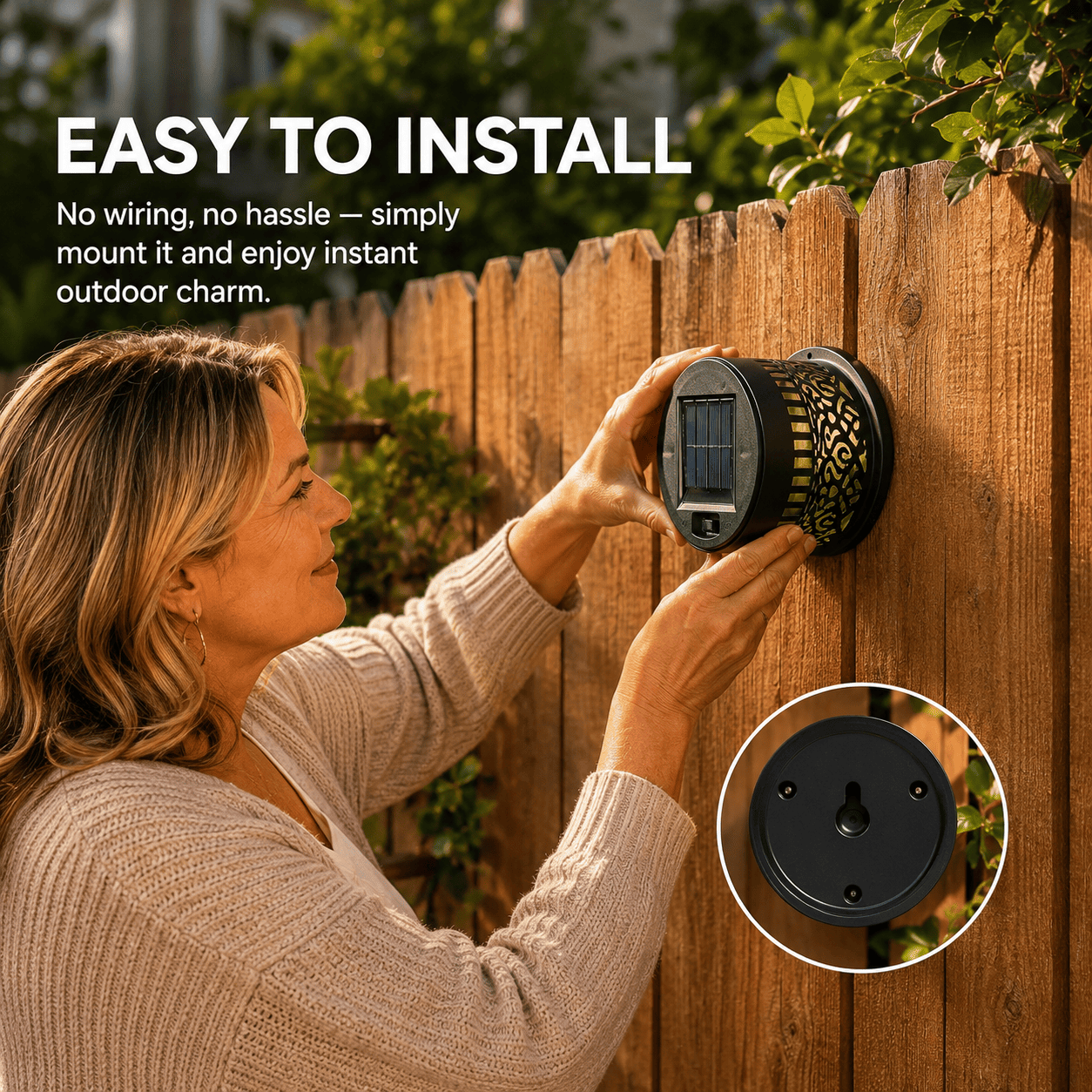 Solar Mandala Wall Light Outdoor Garden Fence Projector Lamp Patio Ambient Decor