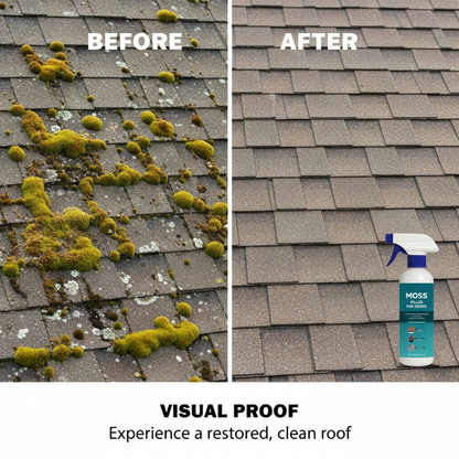 🌧️ Multi-Surface Roof Moss & Algae Cleaner Spray – Spray, Rinse, and Watch It Shine! 🏠✨ Tough on moss, gentle on plants – a cleaner roof in minutes. 🌿💧