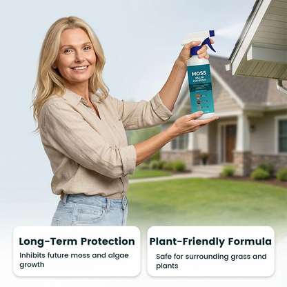 🌧️ Multi-Surface Roof Moss & Algae Cleaner Spray – Spray, Rinse, and Watch It Shine! 🏠✨ Tough on moss, gentle on plants – a cleaner roof in minutes. 🌿💧