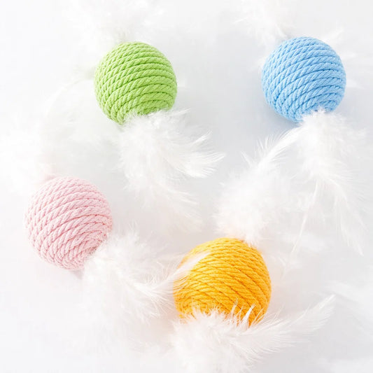 4 Multi-Colored Macaron Feather Rope Balls